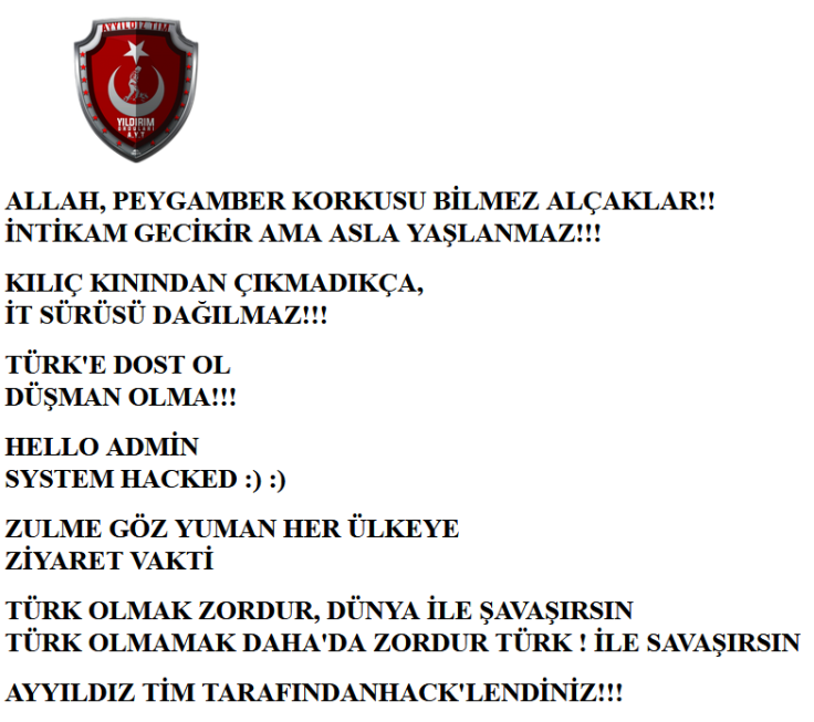 Turkish hackers warning