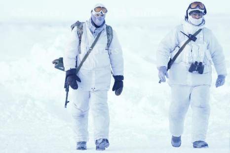 Russian servicemen on the remote Arctic islands of Franz Josef Land, Russia 