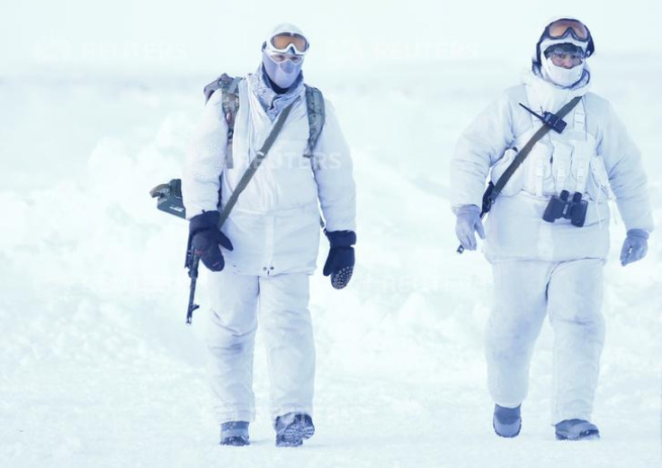 Russian servicemen on the remote Arctic islands of Franz Josef Land, Russia 