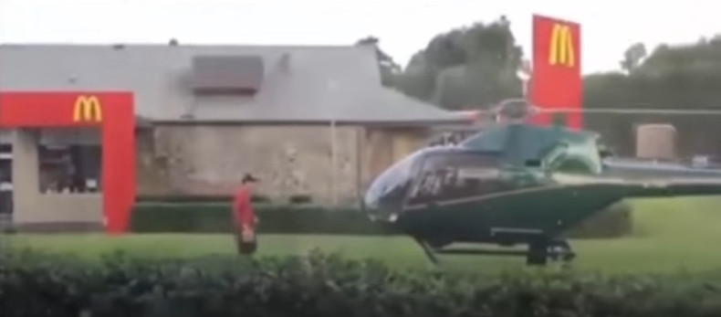 Helicopter landing at McDonald's