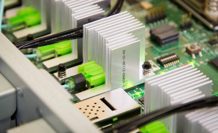 Close up of single-memory computer's circuit board