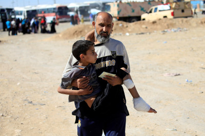 Mosul civilians bombs human shields