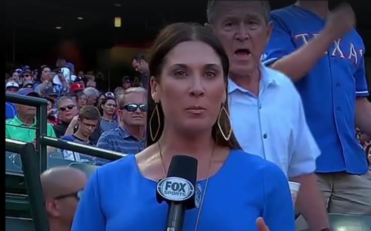 George Bush photobombs reporter