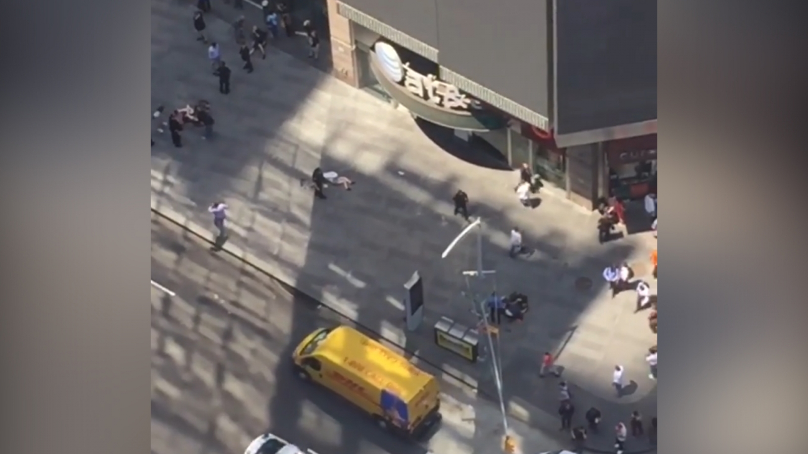 Aerial View Of Times Square Car Crash Scene
