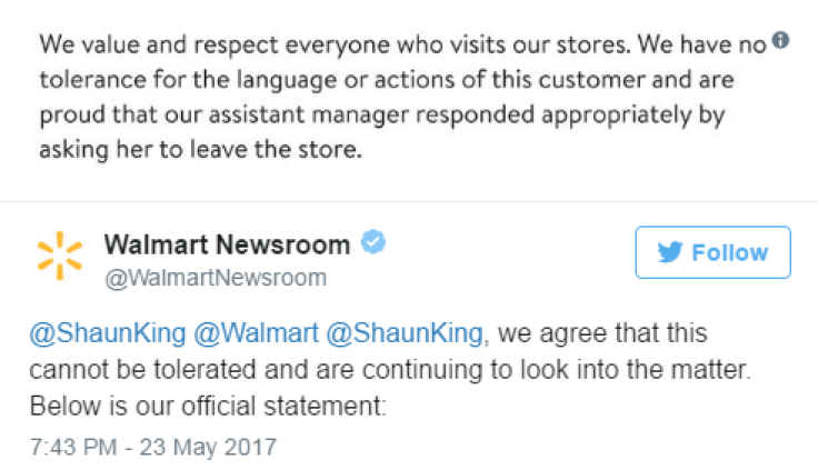 Walmart racist reply