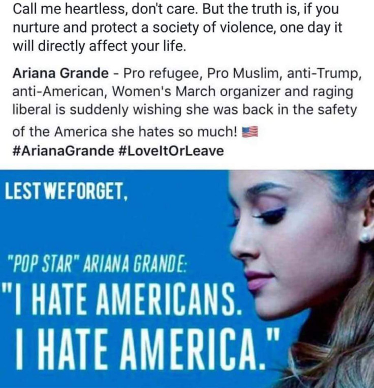 Tumblr post blaming Ariana Grande for Manchester