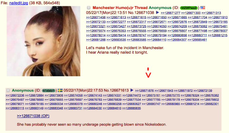 4chan thread making fun of Manchester attack