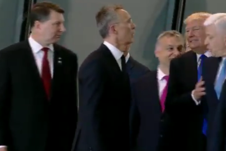 Trump shoves NATO leader