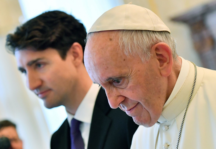 Pope Francis with  Justin Trudeau