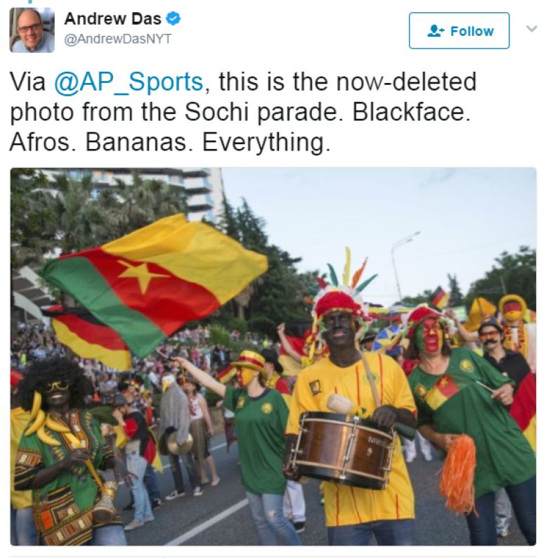 Sochi blackface Russia Cameroon
