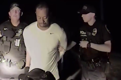 Police dashcam footage of Tiger Woods' arrest in Florida