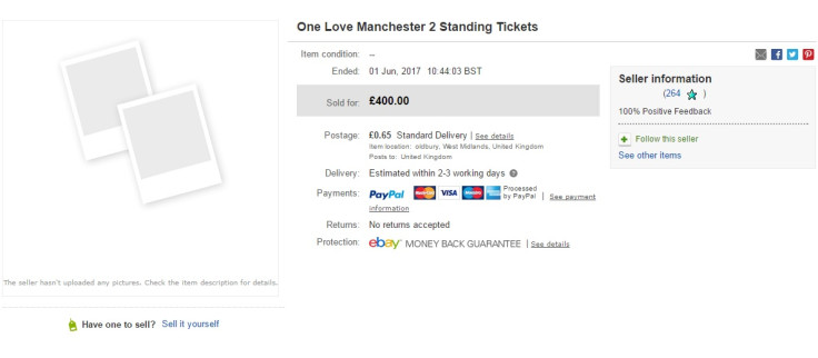 One Love tickets ebay