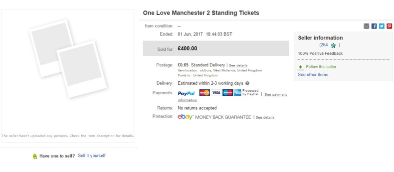 One Love tickets ebay