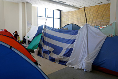 Hellenikon airport Athens greece migrants refugees