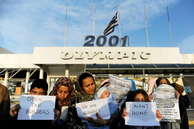 Hellenikon airport Athens greece migrants refugees