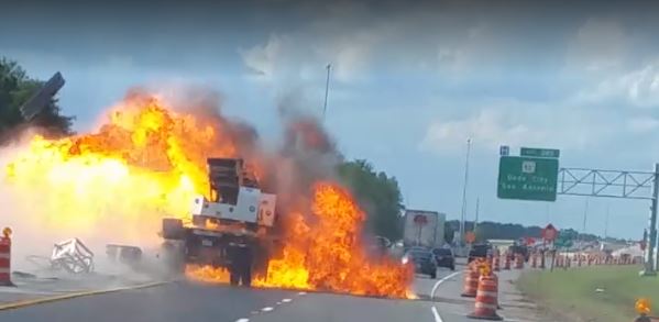 Watch as truck explodes into huge fireball on Florida interstate