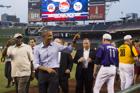 Obama at Congressional Baseball Game