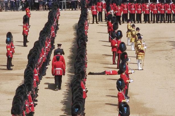 Guardsman collapses face-first during Queen's birthday celebrations but