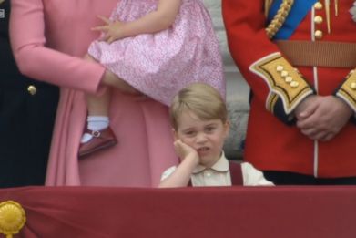 Prince George looks royally unamused at the Queen's birthday celebrations