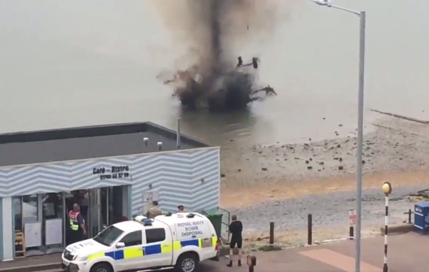 Video shows controlled explosion of Second World War bomb found on