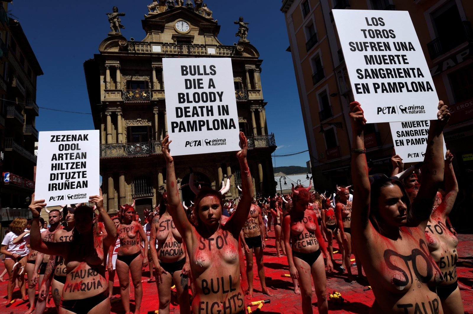 Bullfighting protest Pamplona