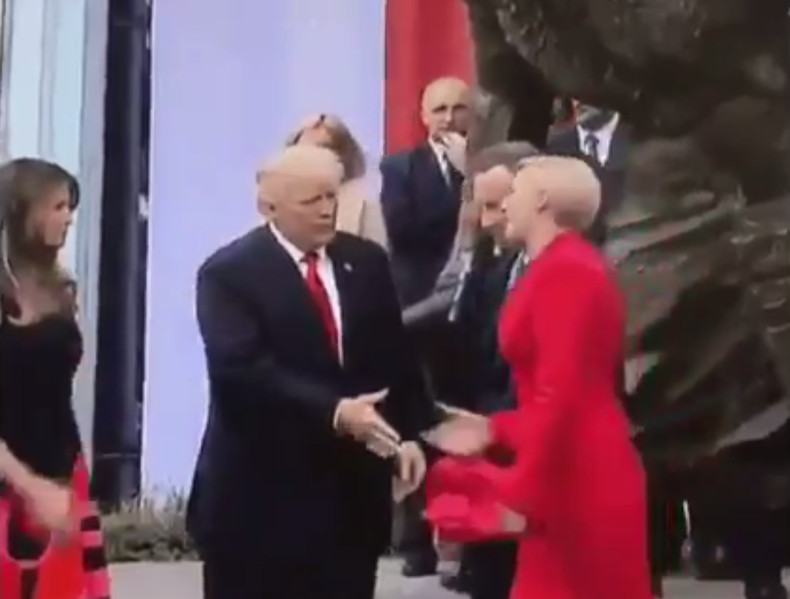 Donald Trump Poland handshake fail