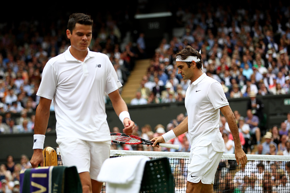 Milos Raonic and Roger Federer Milos Raonic and Roger Federer