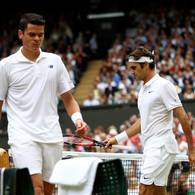 Milos Raonic and Roger Federer