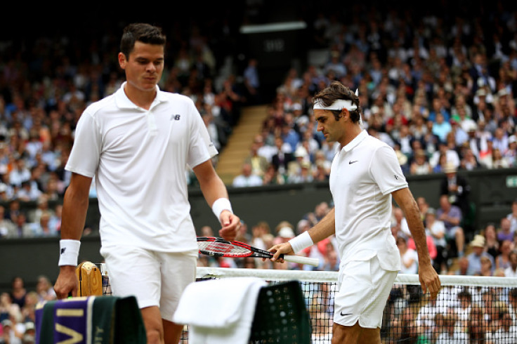 Milos Raonic and Roger Federer