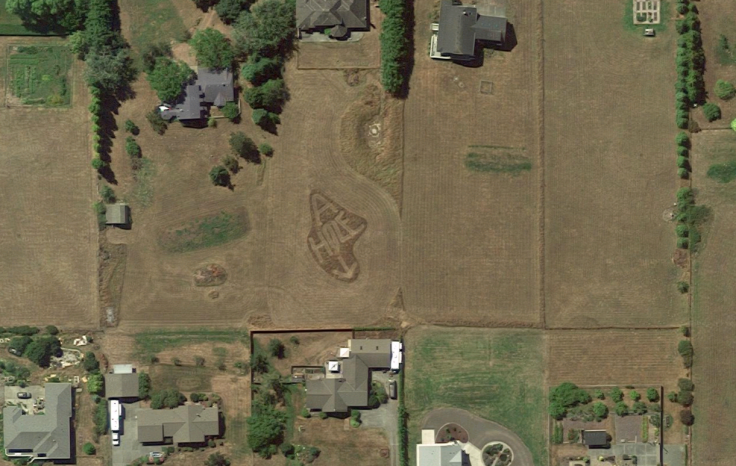 Google Maps A-Hole garden carving