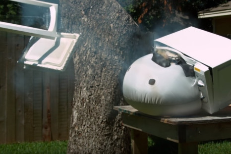 Airbag explosion in a microwave