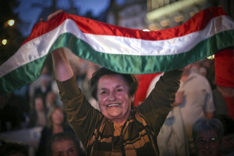 A female supporters of Hungary's prime minister