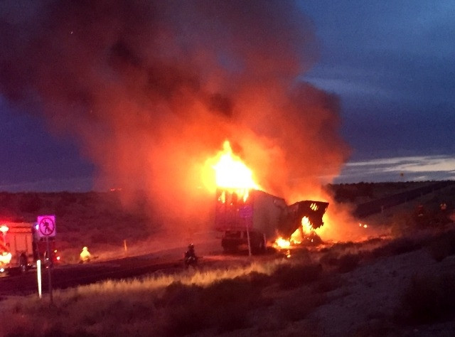 A steak lorry caught on fire