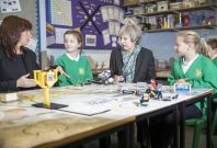 Theresa May visits a school