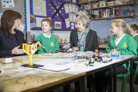 Theresa May visits a school