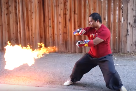 Punch-activated flamethrowers