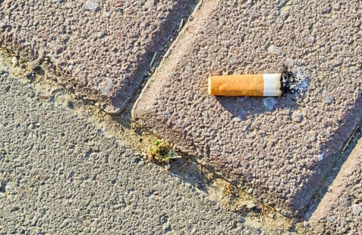 Cigarette butt pavement sidewalk