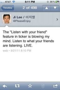 Tweet about Facebook Music Streaming