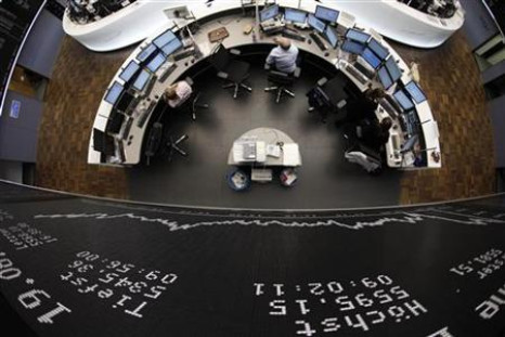 DAX board is pictured at the Frankfurt stock exchange