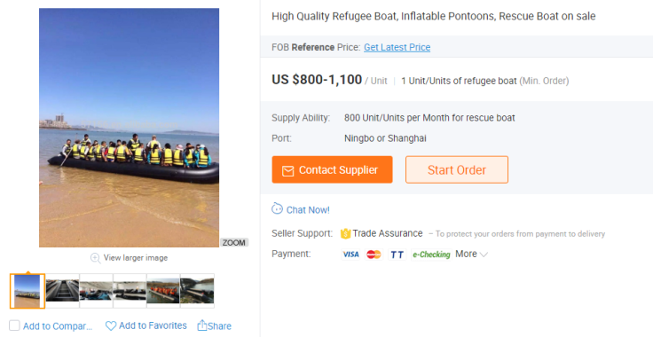 Refugee boats sold online