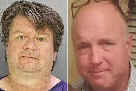 Clayton Carter, 51 (r) is accused of shooting Pennsylvania neighbour George Jennings (l), also 51 twice in the head as part of a long-running feud between the pair