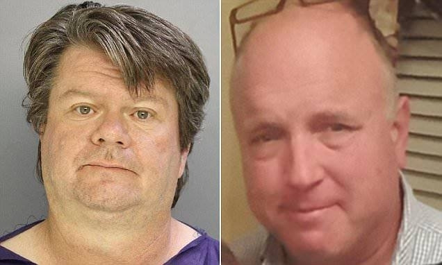 Clayton Carter, 51 (r) is accused of shooting Pennsylvania neighbour George Jennings (l), also 51 twice in the head as part of a long-running feud between the pair
