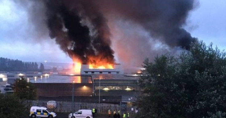 Firefighters tackle a blaze at Blochairn Fruit Market