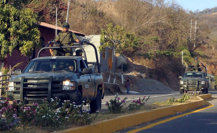 The Mexican Army patrol an area near Lazaro Cardenas port in Michoacan State