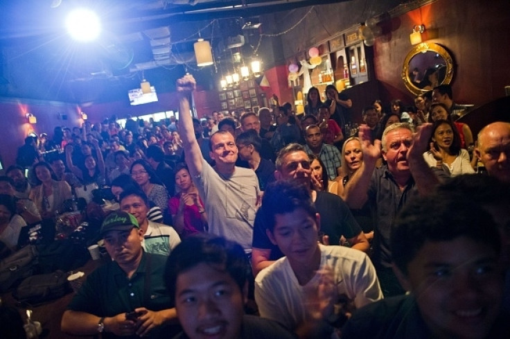 Fight fans in a bar