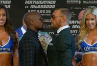 Floyd Mayweather and Conor McGregor face off in final press conference before fight Floyd Mayweather and Conor McGregor face off in final press conference before fight