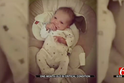 Baby thrown into ceiling fan