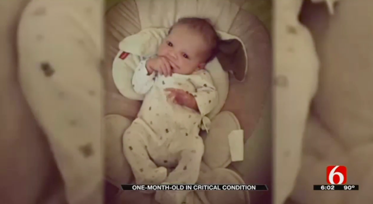 Baby thrown into ceiling fan