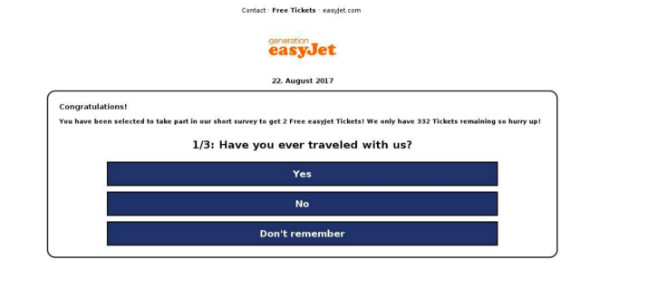 easyjet free ticket competition Facebook scam 