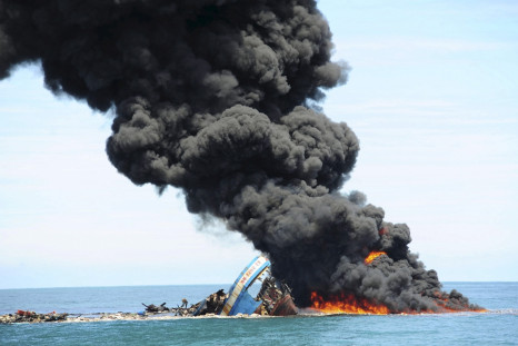 Illegal fishing boat set on fire